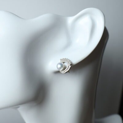 Boucles d’oreilles en perles à volute pavée