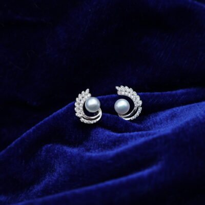 Boucles d’oreilles en perles à volute pavée